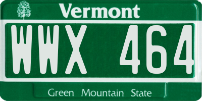 VT license plate WWX464