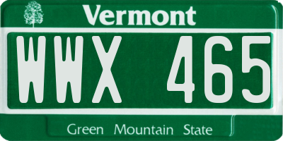 VT license plate WWX465