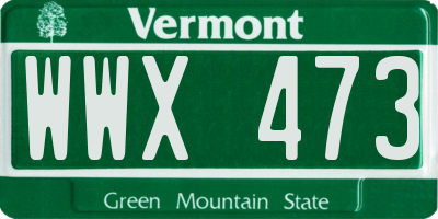 VT license plate WWX473