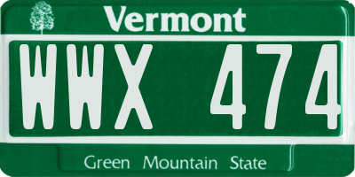 VT license plate WWX474