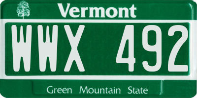 VT license plate WWX492