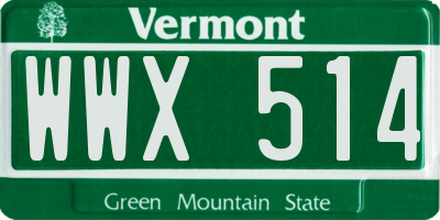VT license plate WWX514