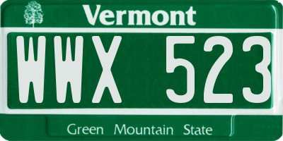 VT license plate WWX523