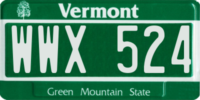 VT license plate WWX524
