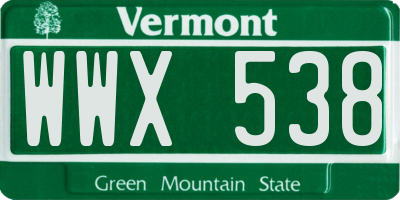VT license plate WWX538
