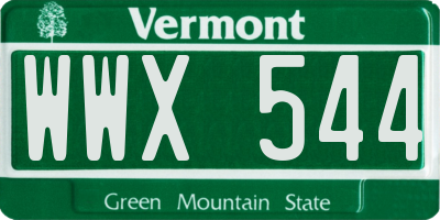 VT license plate WWX544