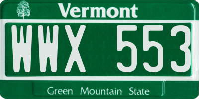 VT license plate WWX553