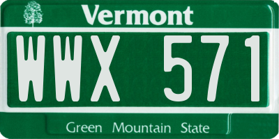 VT license plate WWX571