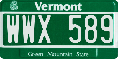 VT license plate WWX589