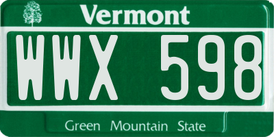 VT license plate WWX598
