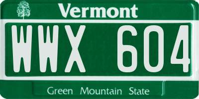 VT license plate WWX604