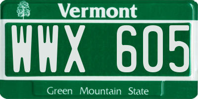 VT license plate WWX605