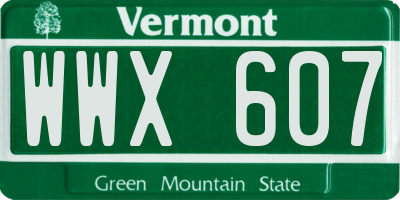 VT license plate WWX607