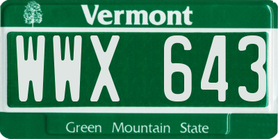 VT license plate WWX643