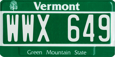 VT license plate WWX649