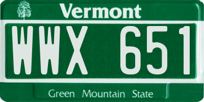 VT license plate WWX651