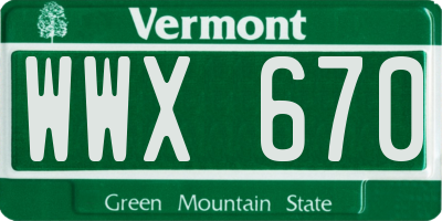 VT license plate WWX670