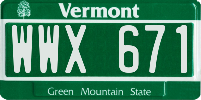 VT license plate WWX671