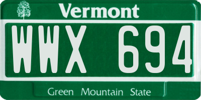 VT license plate WWX694