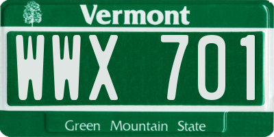 VT license plate WWX701