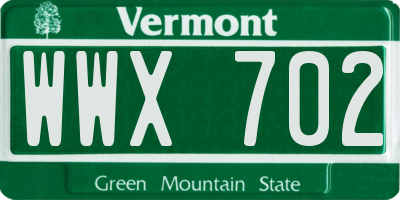 VT license plate WWX702