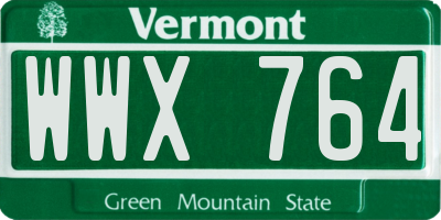 VT license plate WWX764