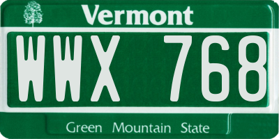 VT license plate WWX768