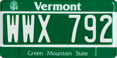 VT license plate WWX792