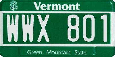 VT license plate WWX801