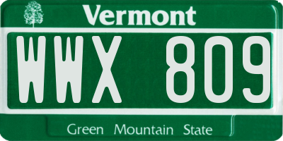 VT license plate WWX809