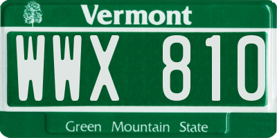 VT license plate WWX810