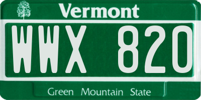 VT license plate WWX820