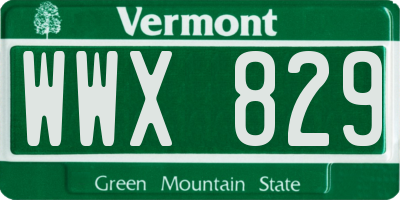 VT license plate WWX829