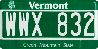 VT license plate WWX832