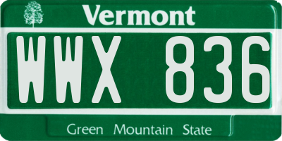VT license plate WWX836