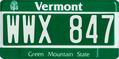 VT license plate WWX847