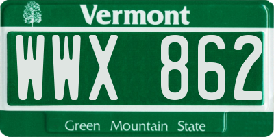 VT license plate WWX862