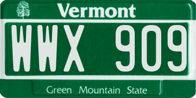 VT license plate WWX909
