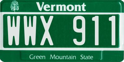 VT license plate WWX911