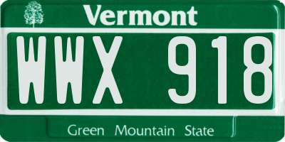 VT license plate WWX918