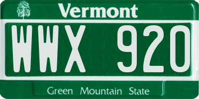 VT license plate WWX920