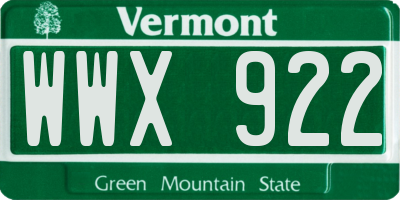VT license plate WWX922