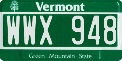 VT license plate WWX948