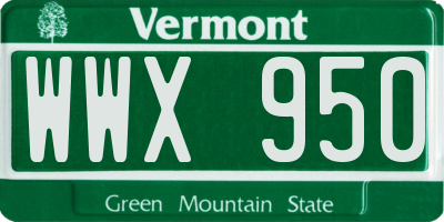 VT license plate WWX950