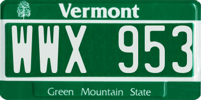VT license plate WWX953