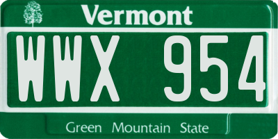 VT license plate WWX954
