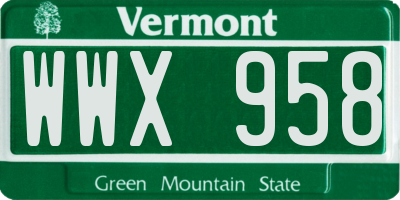 VT license plate WWX958
