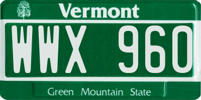 VT license plate WWX960