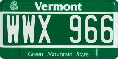 VT license plate WWX966