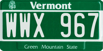 VT license plate WWX967